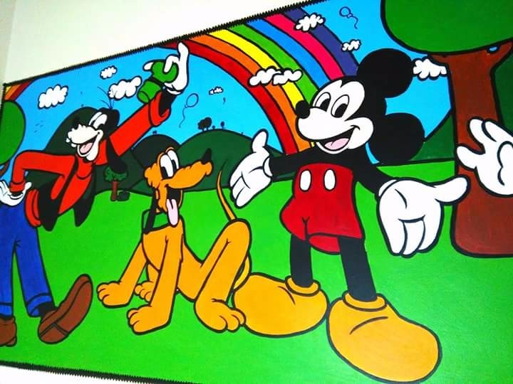 Mickey and friends wall drawing