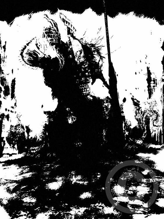 Modern aztec city guard - B&W
