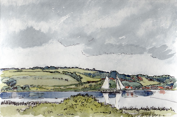 landscape with sailship
