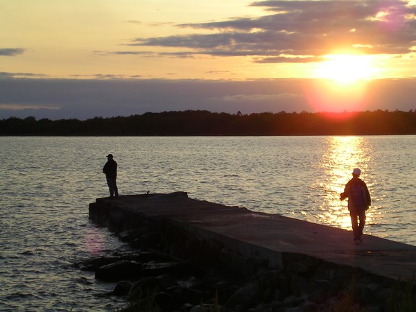 fishing in the sunset