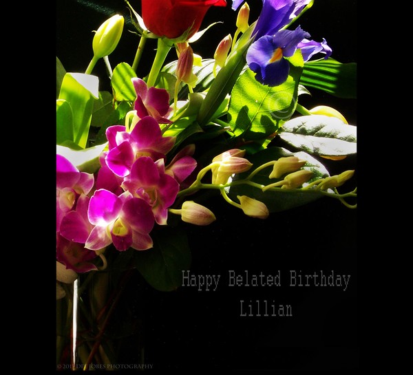 happy belated birthday with flowers