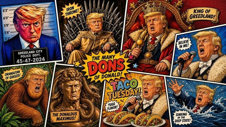 Trump collage cartoon