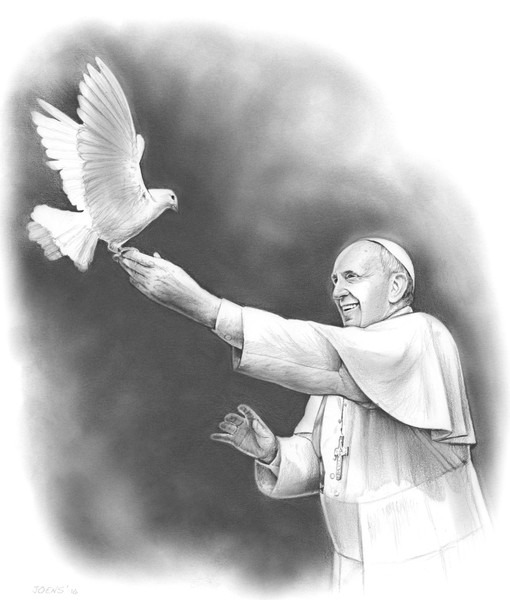 Pope Francis with Dove Descending