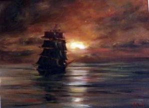 Caravela ao Nascer do Sol