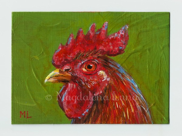 Copper rooster portrait