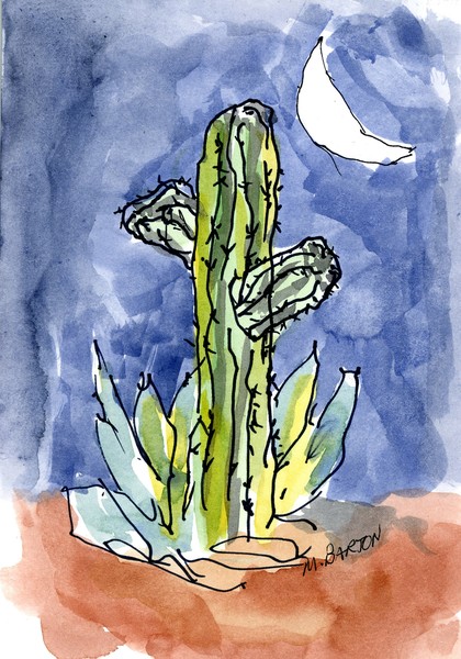 Saguaro, Agave and Moon