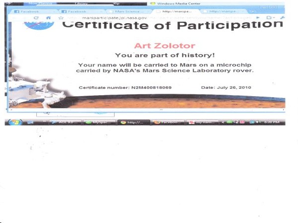 Certificate of the word 