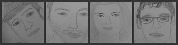 Sketch of David, Josh, Mary Jo and Juan
