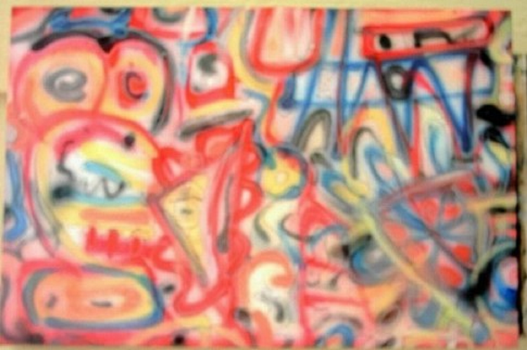 Zulu Roadmap ....... 42 x 28in.. spray enamel on  museum wrapped canvas..(c) 2002   Elton Houck..