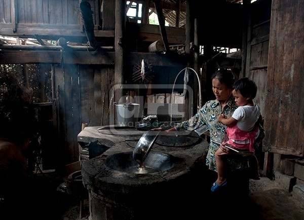 Miao minority farmers' kitchen in western hunan, China