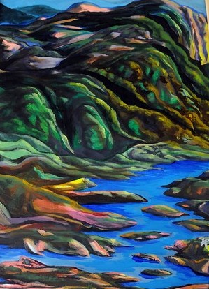undulating hills along fertile shore