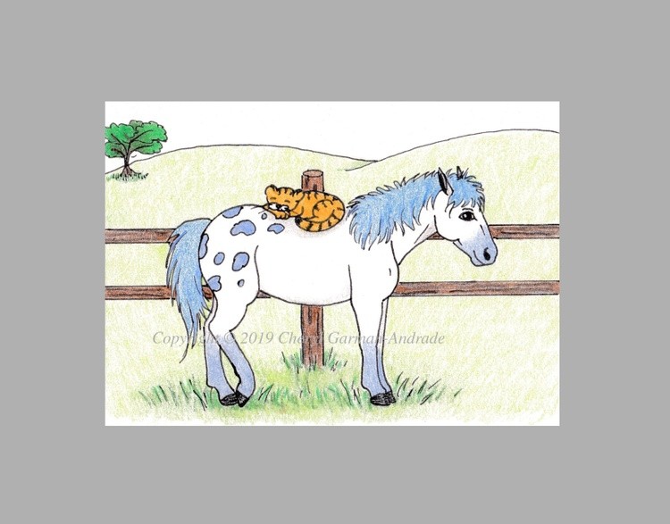 Blue Appy Horse & Orange Kitty ACEO