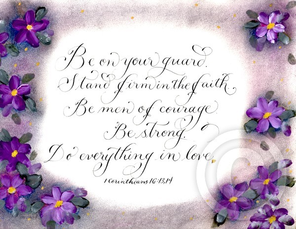 Scripture 1 Corinthians 16 calligraphy art 