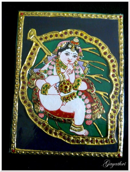 Krishna in Tanjore painting