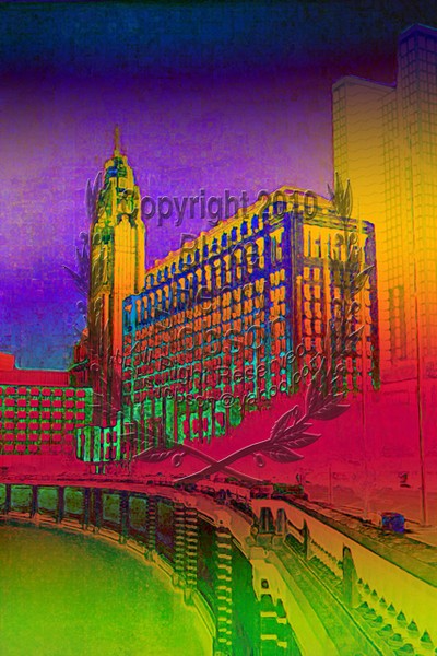 Waterfront cityscape digital art