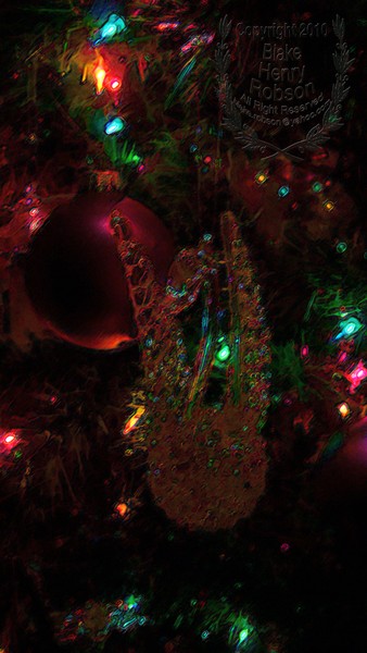 Christmas tree, ornaments, tinsel & colorful light