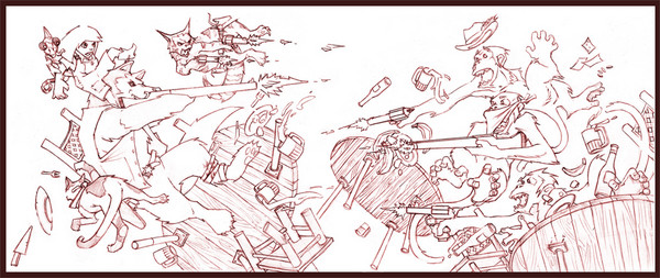 Autumn and the Gang in a Shoot out