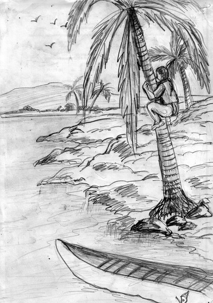 Climbing a coconmt tree