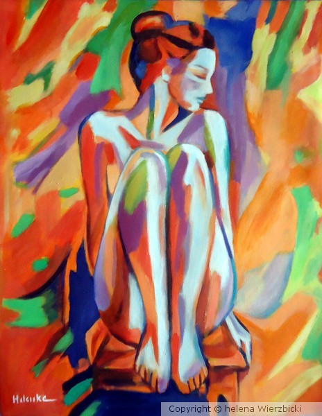 Seated thoughtful woman
