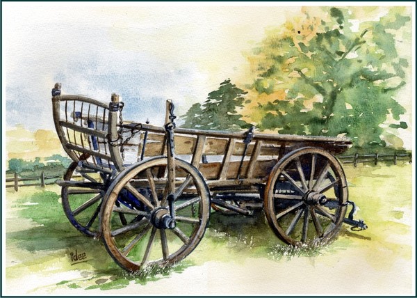 Hay cart at the Balaton-lake in Hungary