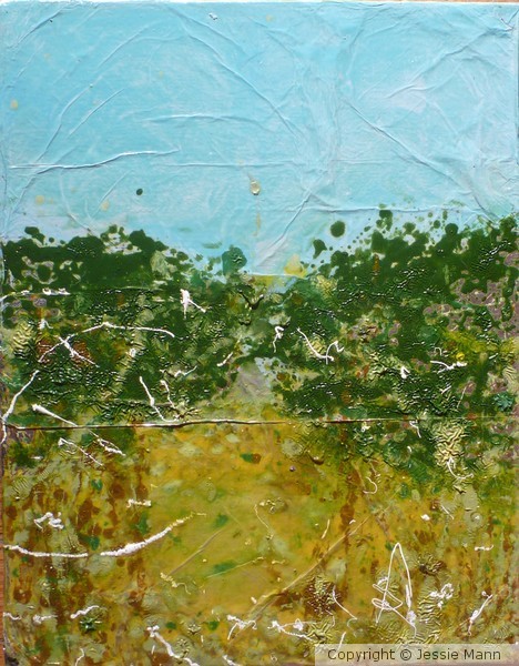 Tinfoil landscape3 11x14 oil on tinfoil on canvas 2011