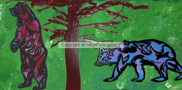 two bears in the woods in plastic 1