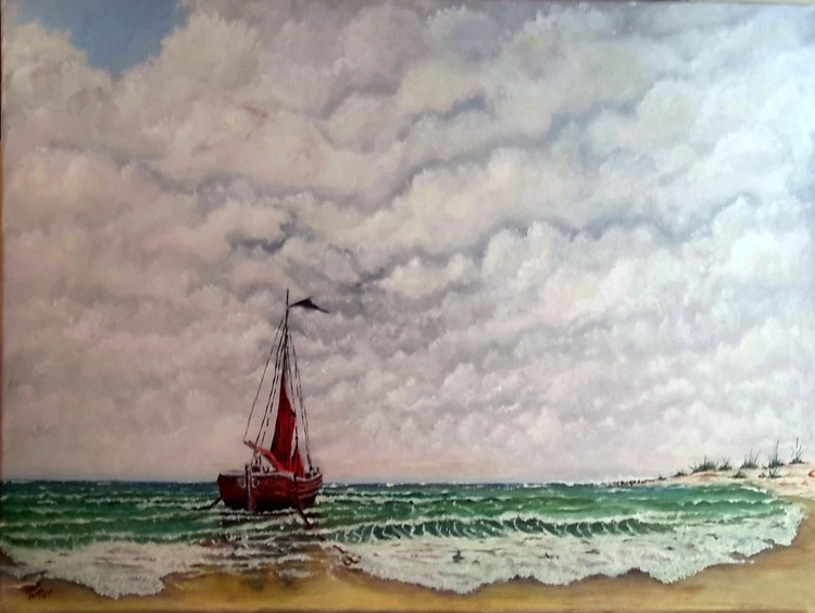Sailboat on Beach SOLD