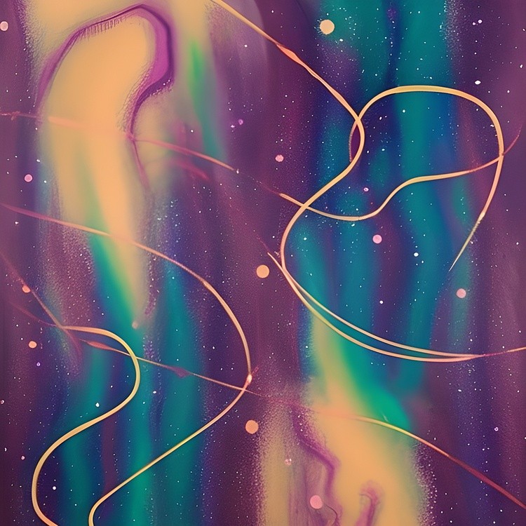 Purple and blue abstract with gold streaks