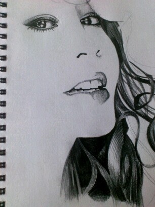 mariah carey portrait in graphite and biro
