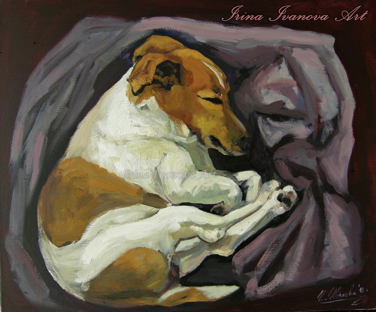 sleeping dog painting