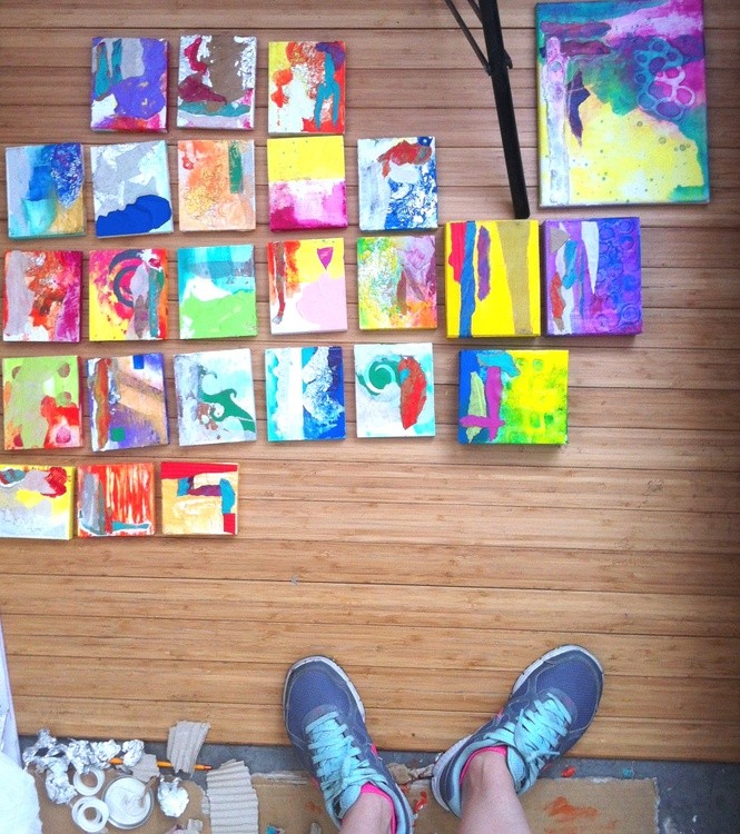Karen Muro Arechiga tiny paintings in process