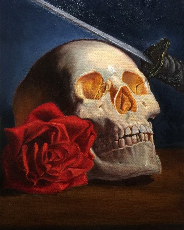 Estudo do Cranio feminino - Oleo sobre tela (20 x 30 cm) - 2021Study of the Female Skull - Oil on ca