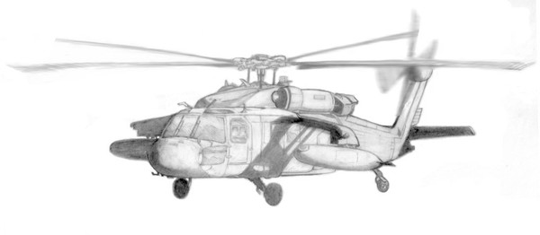 Black Hawk Helicopter SKETCH by Michael Fidler | ArtWanted.com