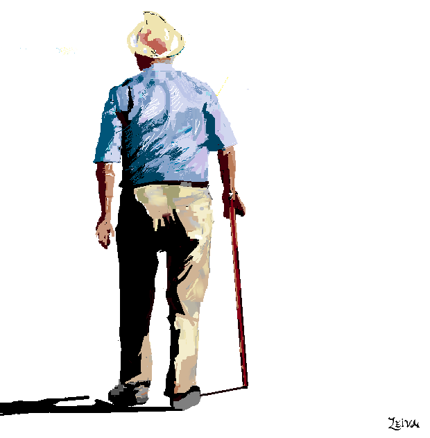 Sketch man walking with photo camera on his Vector Image