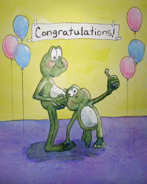 Frog Series Couple Congratulations Baby on the Way