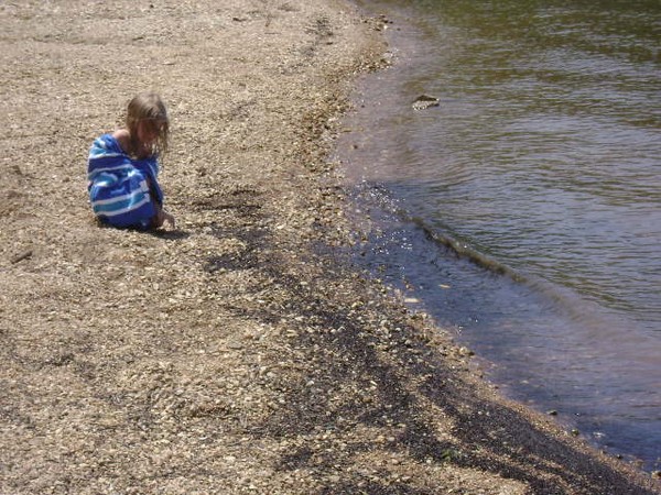 Playing in the water at the lake