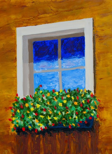 Window Dressing in Oil & Palette Knife