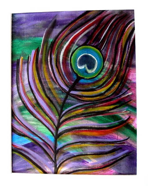 Peacock Feather- Acrylic on paper