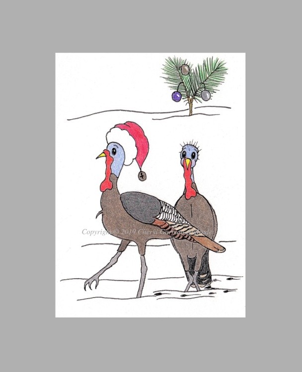 Christmas Turkeys in the Snow ACEO