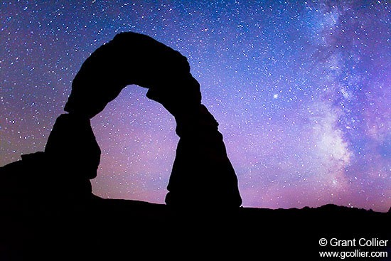 Delicate Arch with Stars in Utah