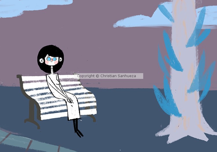 Chica en una banca