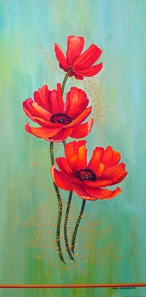 Three Red Poppies with Pixie Dust.
