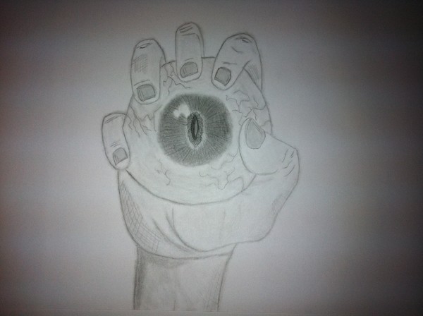 hand holding eye