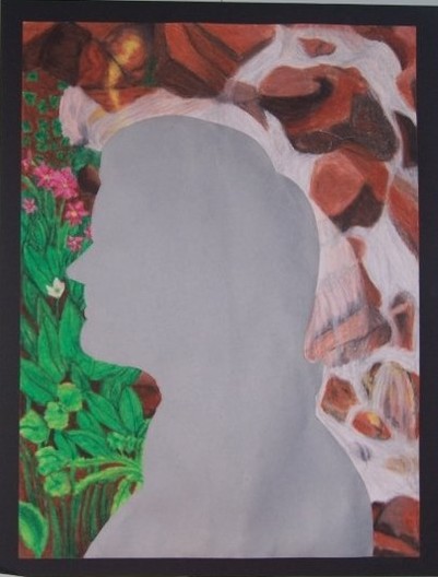 waterfall oil pastel on paper