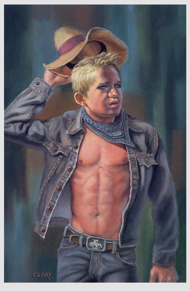Cowboy with Raised Hat 
