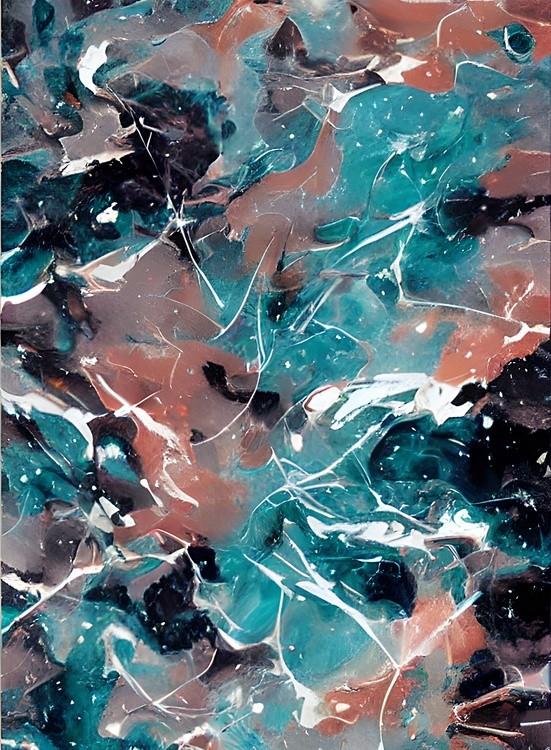 Teal and orange abstract marble