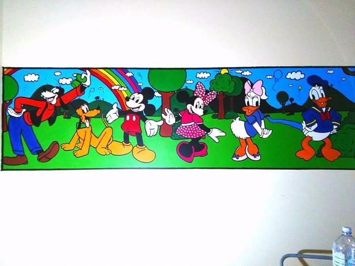 Mickey and friends wall drawing