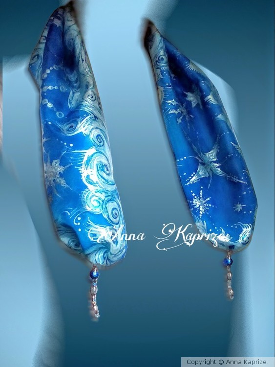 Winter Luminous Snowflakes shine 100% natural silk collar size 35’x8’5inch decorate neck shoulders
