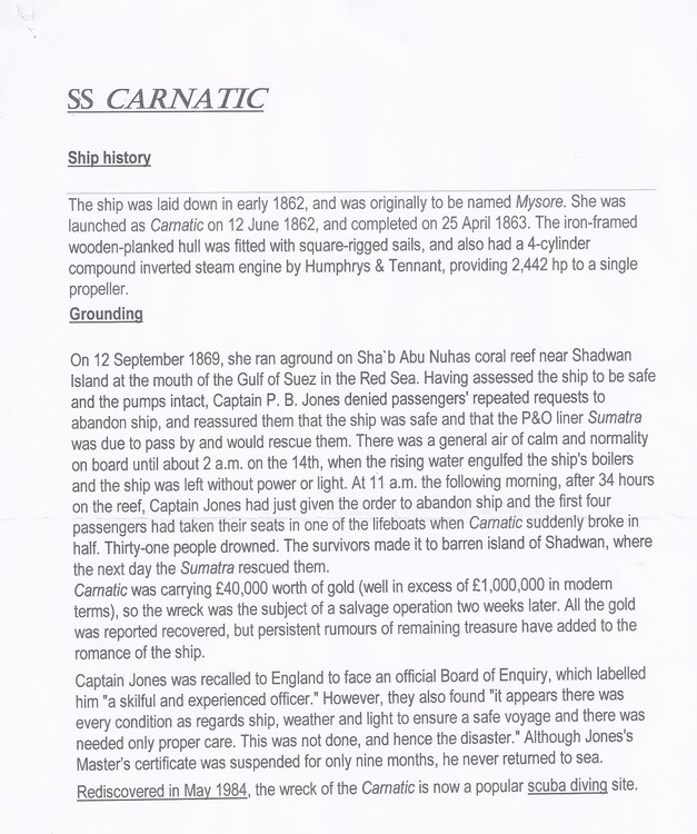 Story of SS Carnatic