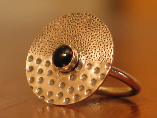 Sterling Silver Orbit Ring w/onyx .